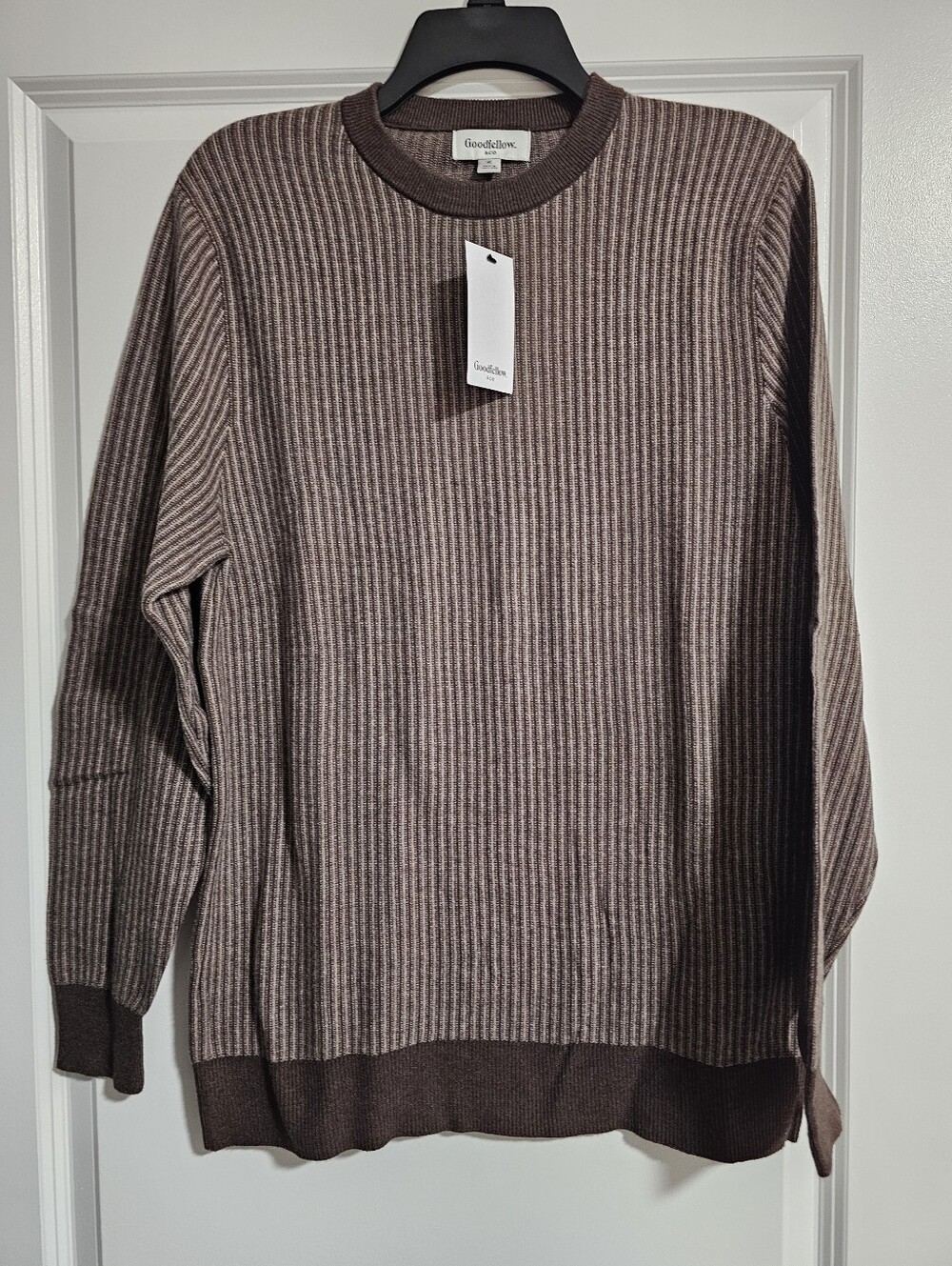 Goodfellow & Co Men's Taupe-Brown Ribbed Crewneck Sweater